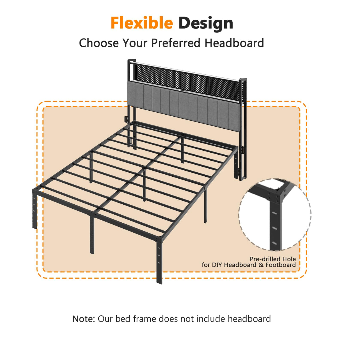 18 Inch Metal Queen Bed Frame Q60766