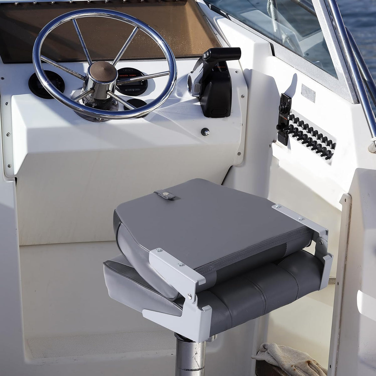 2 Pack Low Back Folding Boat Seats Black Gray H500003