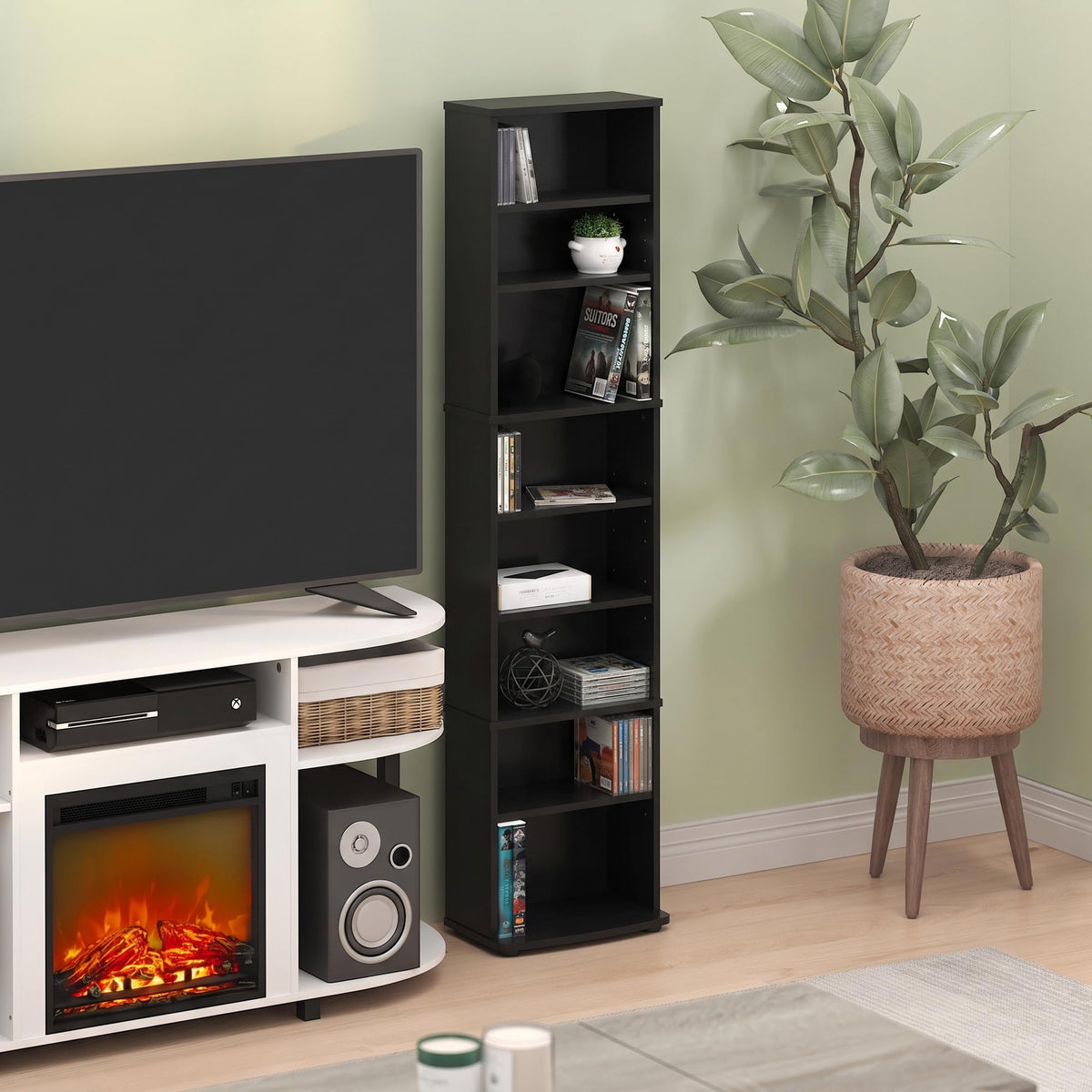 8-Tier Espresso Media Shelf with Adjustable Shelves J549139