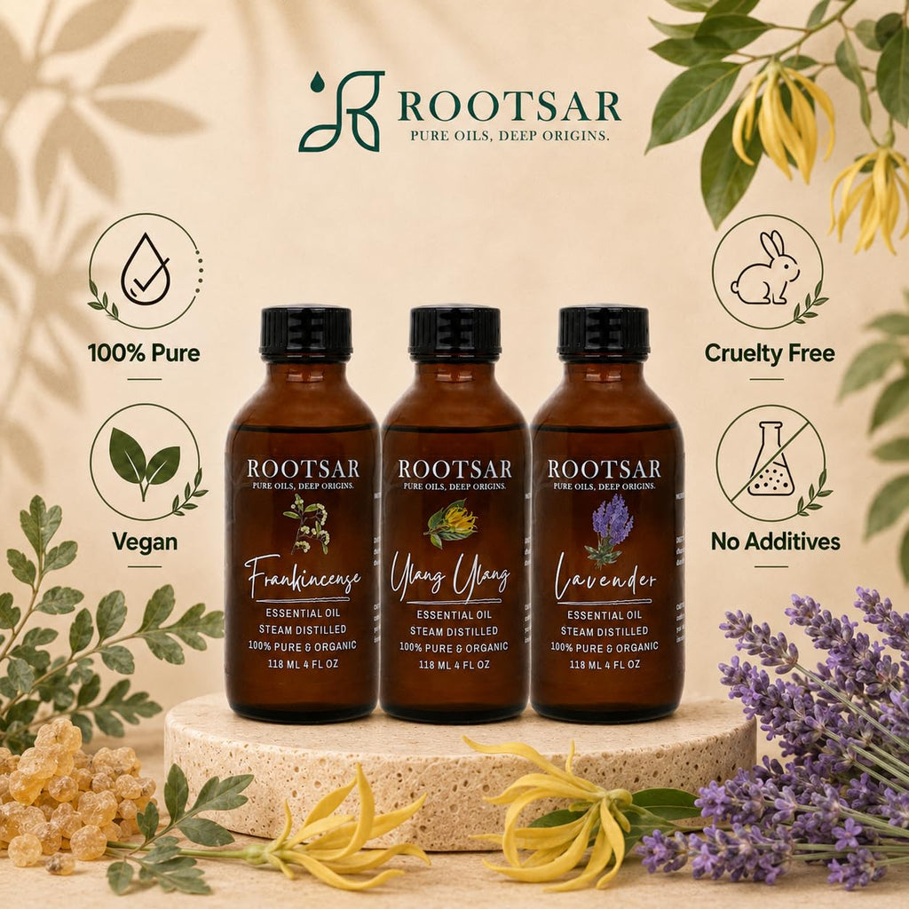 3 Pack Lavender Ylang Ylang Frankincense Essential Oils 4 Fl Oz L7716