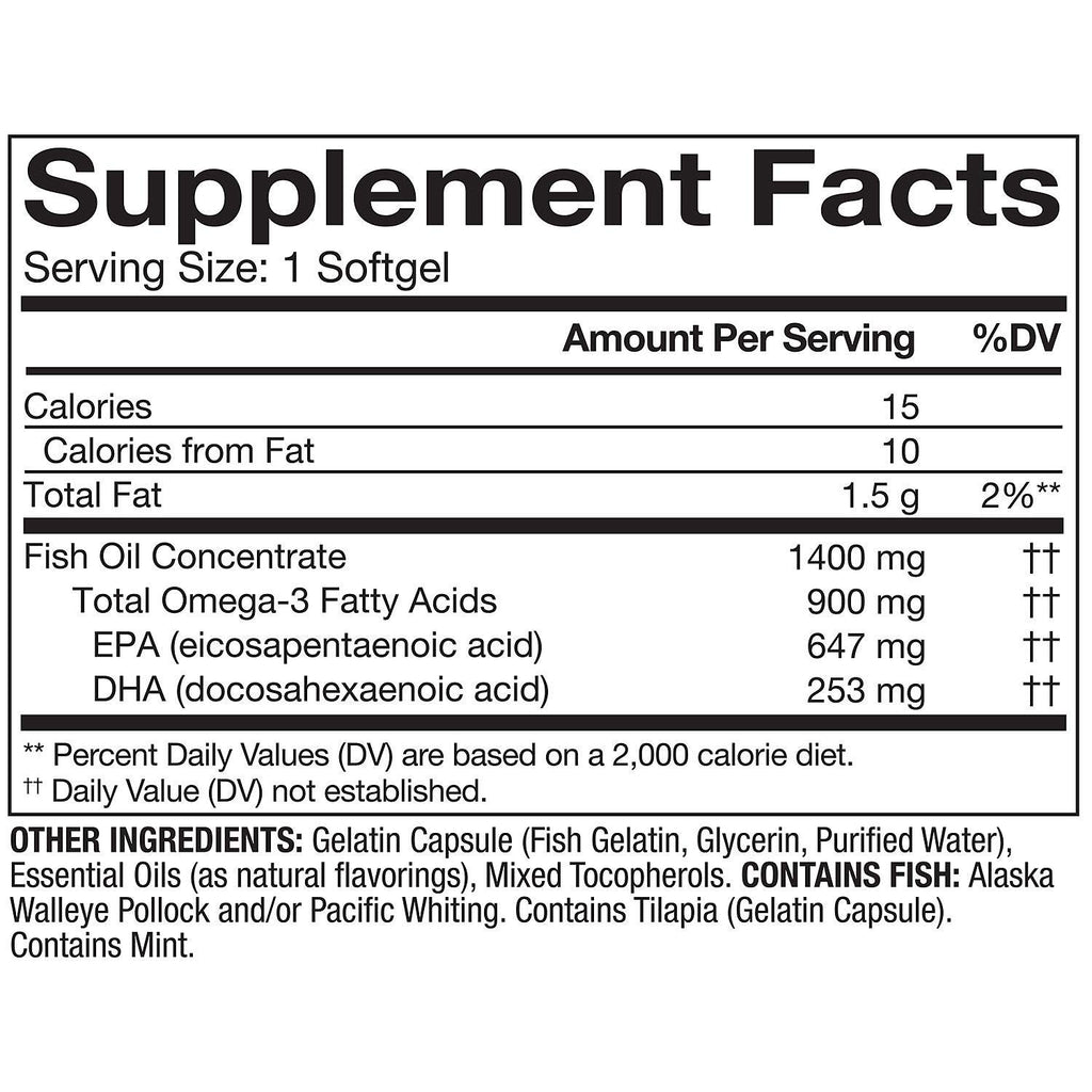 Omega 3 Fish Oil 1400 mg 150 Softgels F8738