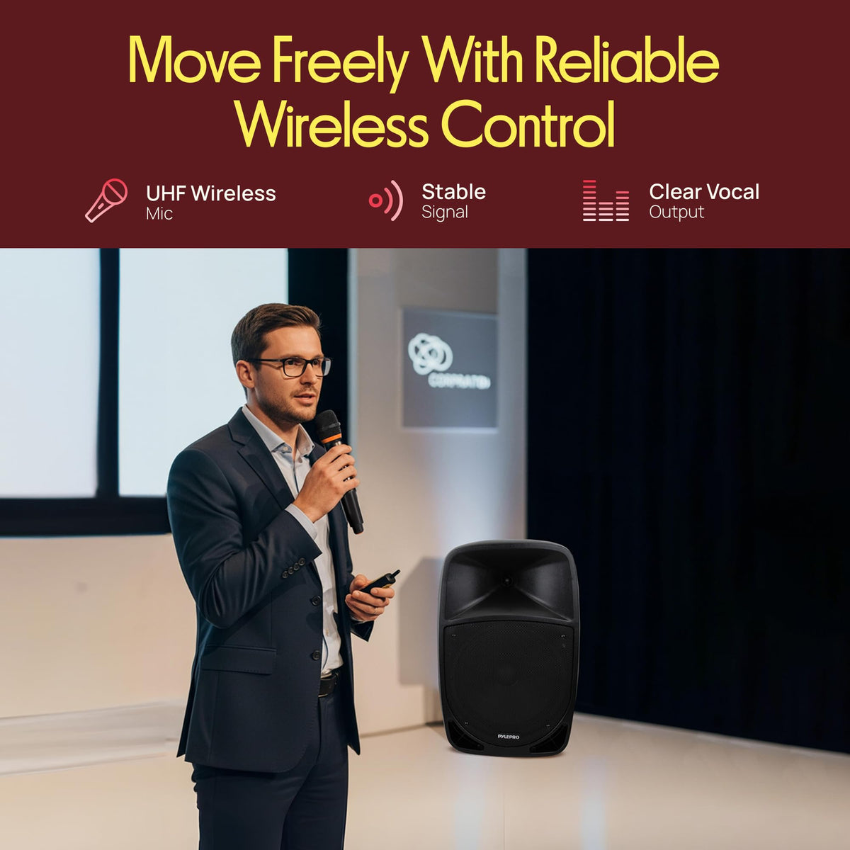 1200W Portable Bluetooth PA Speaker with Subwoofer and Wireless Microphone V946