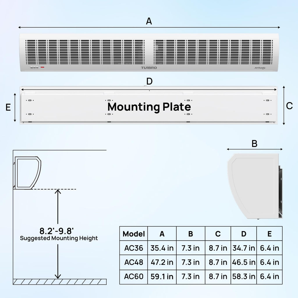 36-Inch Wall-Mounted Air Curtain Fan with Magnetic Switch X13096