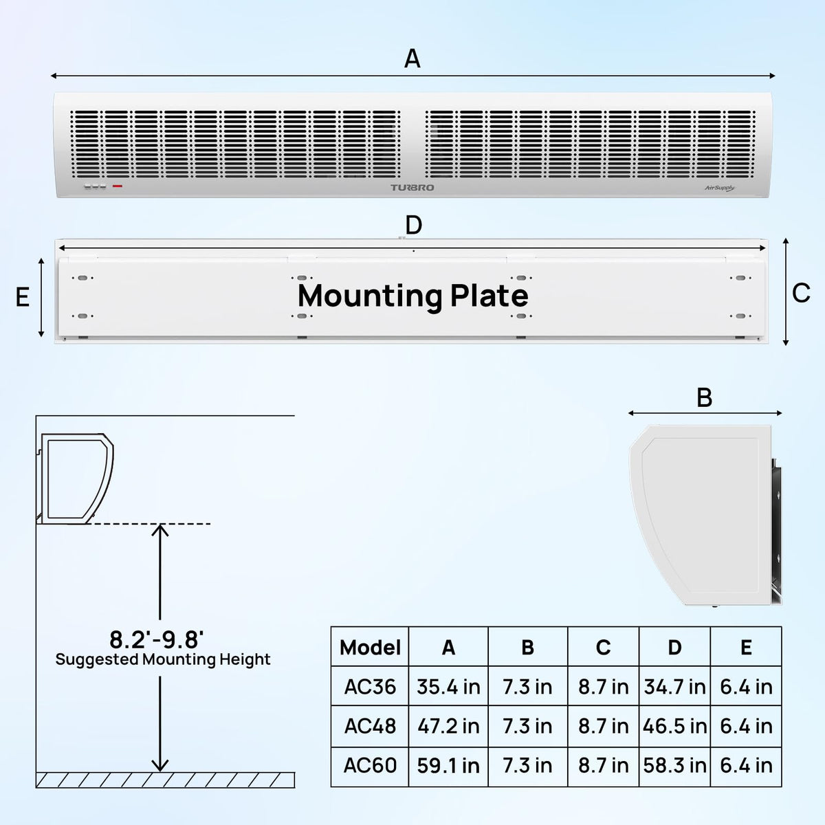 36-Inch Wall-Mounted Air Curtain Fan with Magnetic Switch X13096