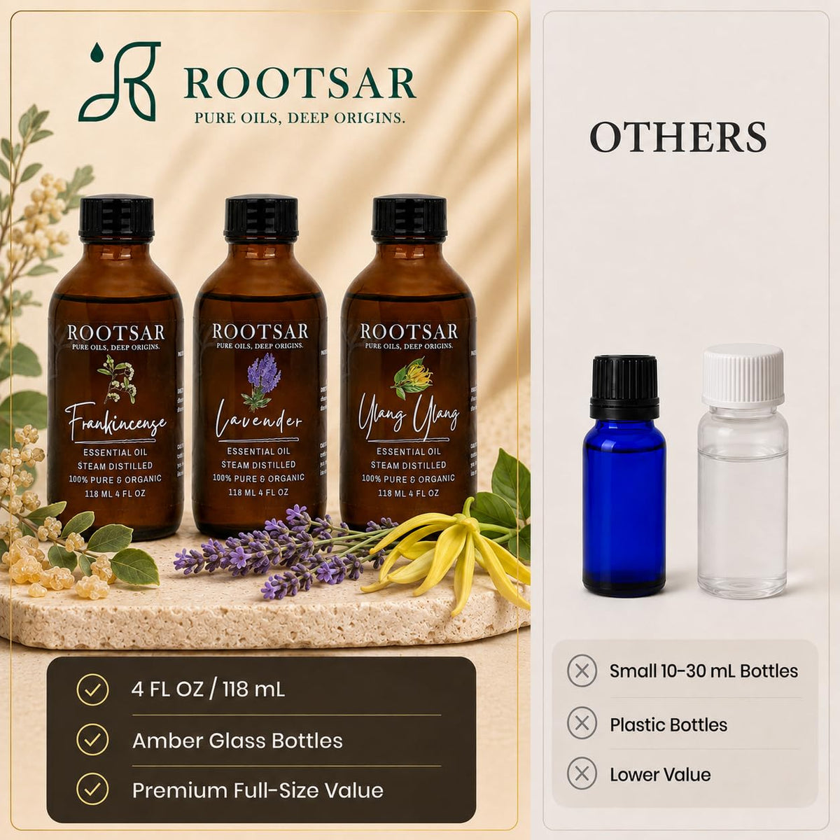 3 Pack Lavender Ylang Ylang Frankincense Essential Oils 4 Fl Oz L7716