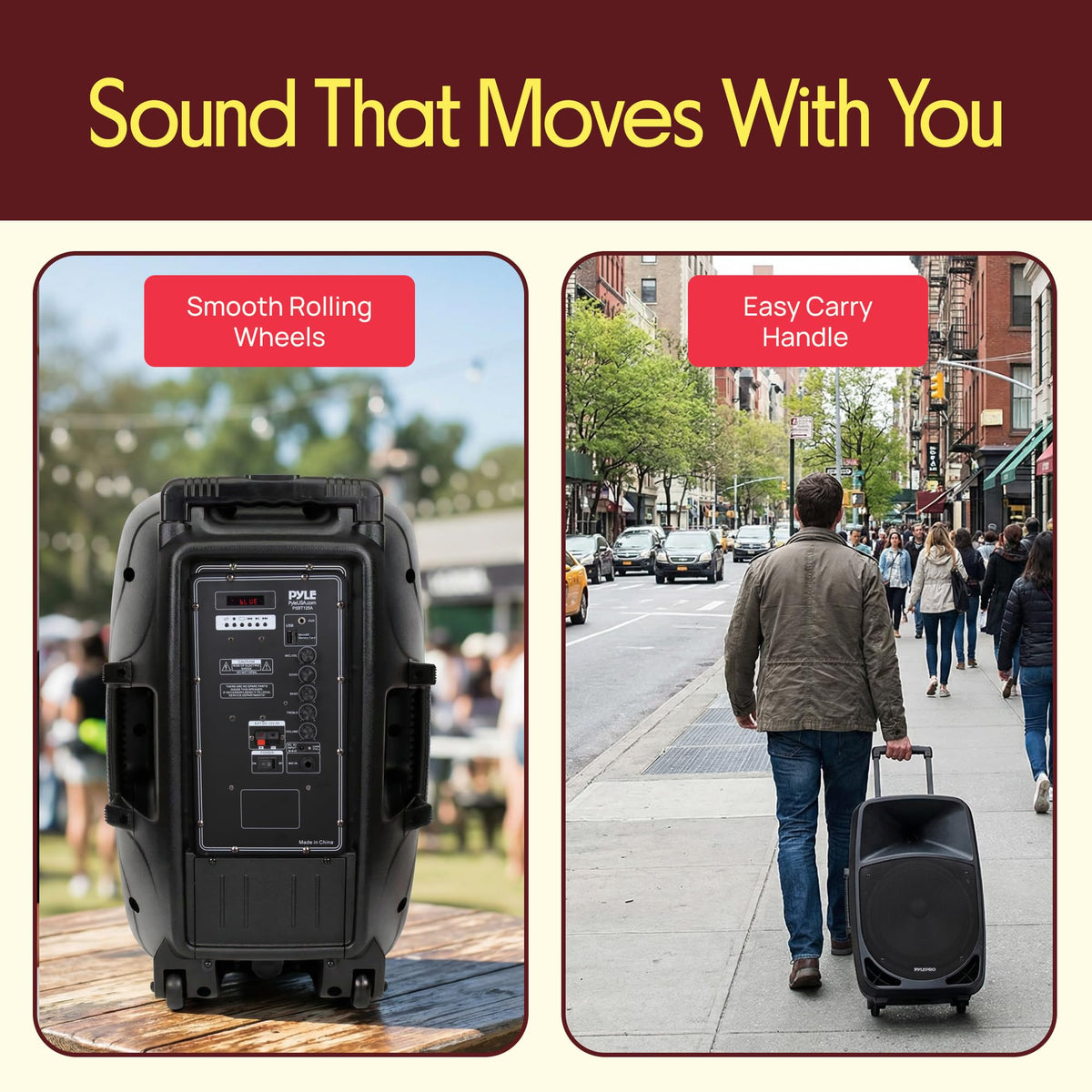 1200W Portable Bluetooth PA Speaker with Subwoofer and Wireless Microphone V946