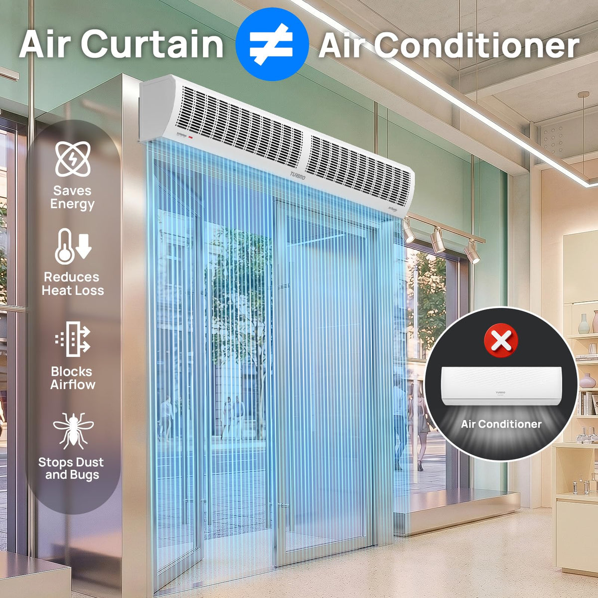 36-Inch Wall-Mounted Air Curtain Fan with Magnetic Switch X13096