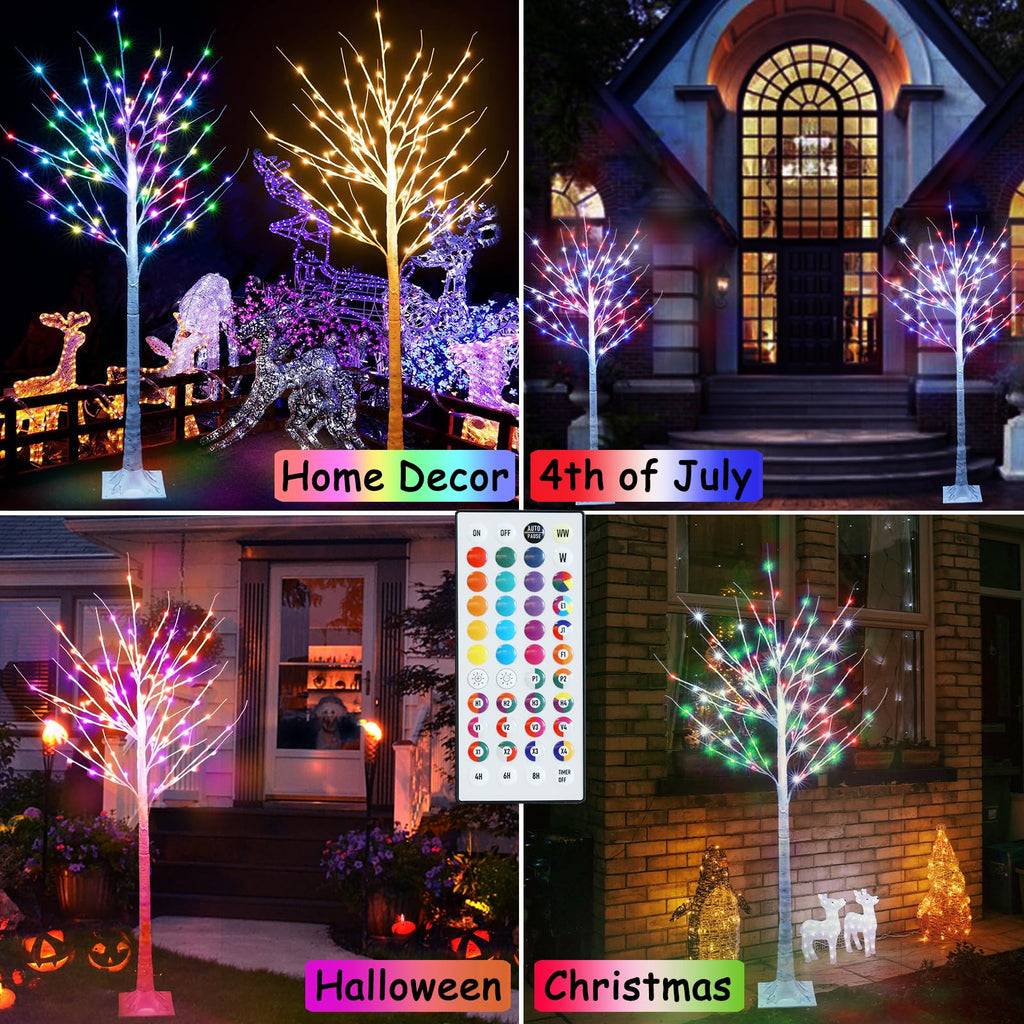 5 ft RGB Lighted Birch Tree X115329