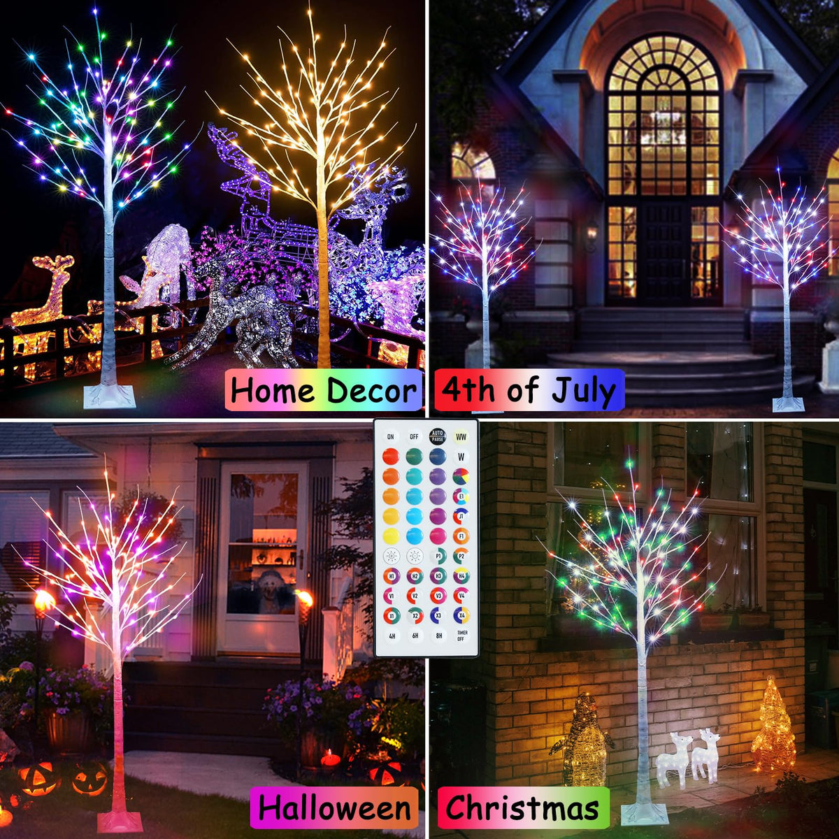 5 ft RGB Lighted Birch Tree X115329