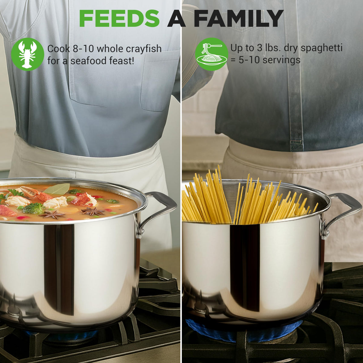 8-Quart Stainless Steel Stock Pot with See-Through Lid T1688