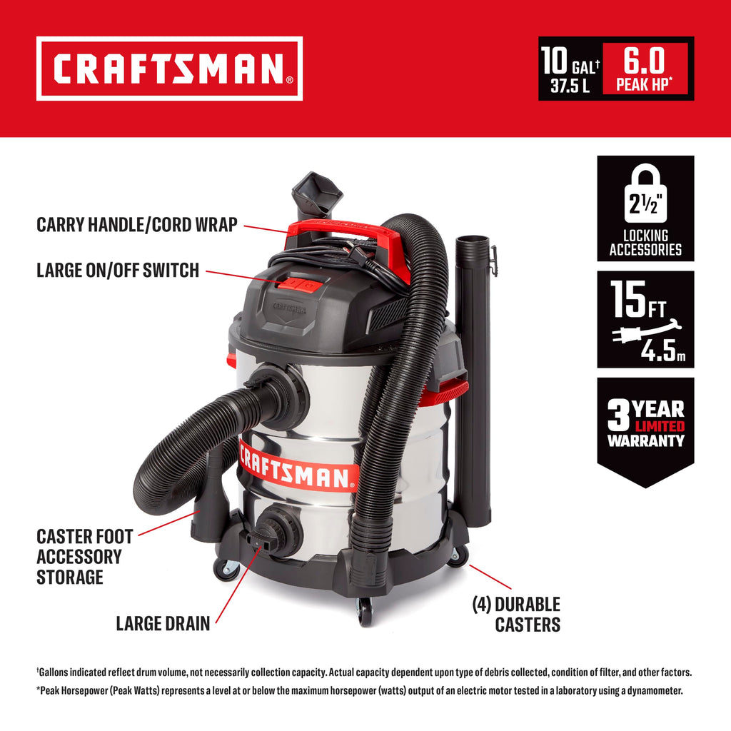 10 Gallon Stainless Steel Wet Dry Vac C330305