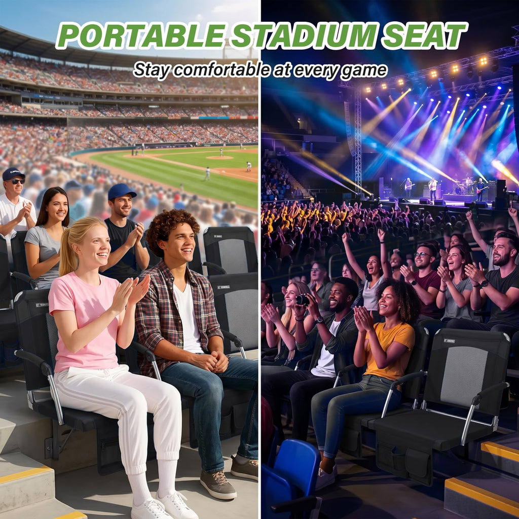2 Pack Black Stadium Seats with Back Support & Armrests V450575