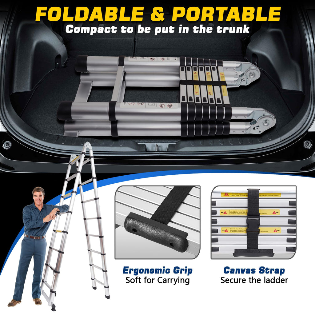 16.5FT Telescoping Ladder with Stabilizer Bar U501165