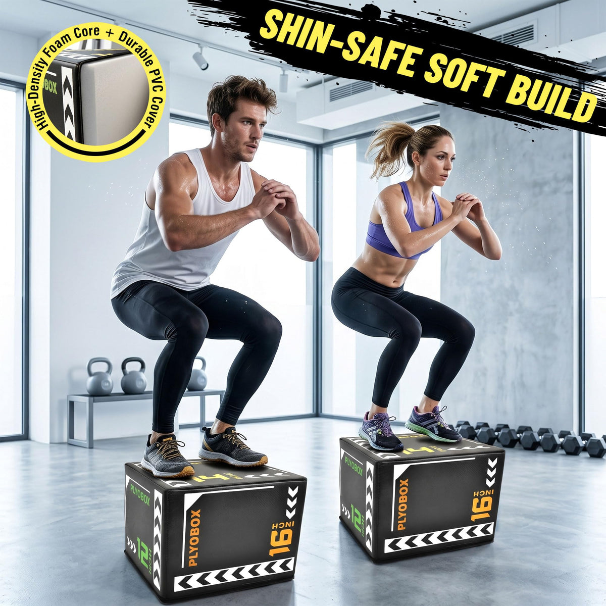 3 in 1 Foam Plyometric Jump Box, 12 14 16 Inch Soft Plyo Box W598