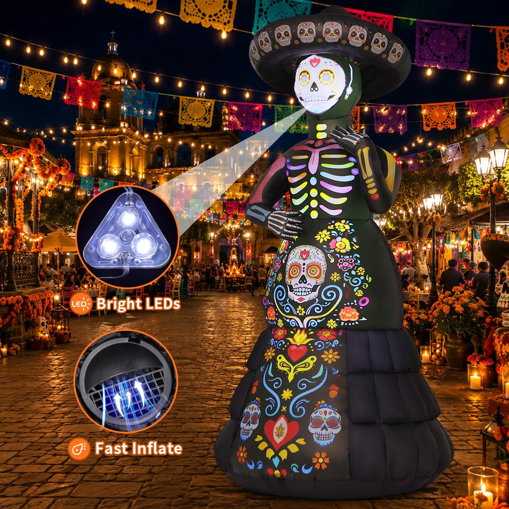 7.2FT Halloween Inflatable Ghost Bride with LED Lights L386