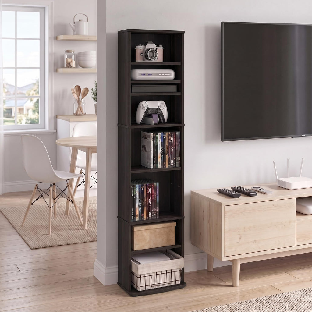 8-Tier Espresso Media Shelf with Adjustable Shelves J549139