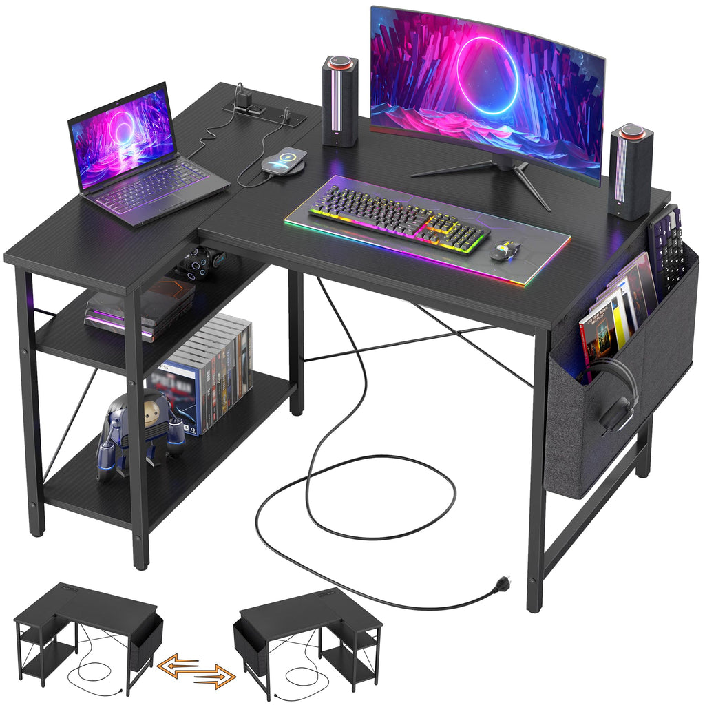 40 inch L Shaped Computer Desk with Power Outlets G5027