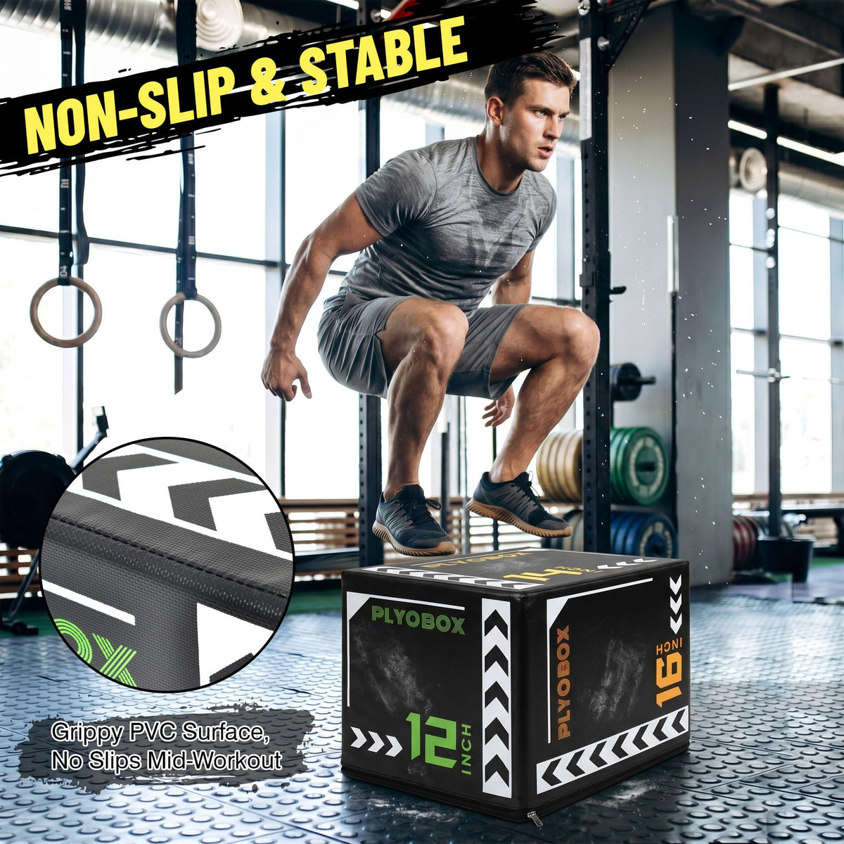 3 in 1 Foam Plyometric Jump Box, 12 14 16 Inch Soft Plyo Box W598