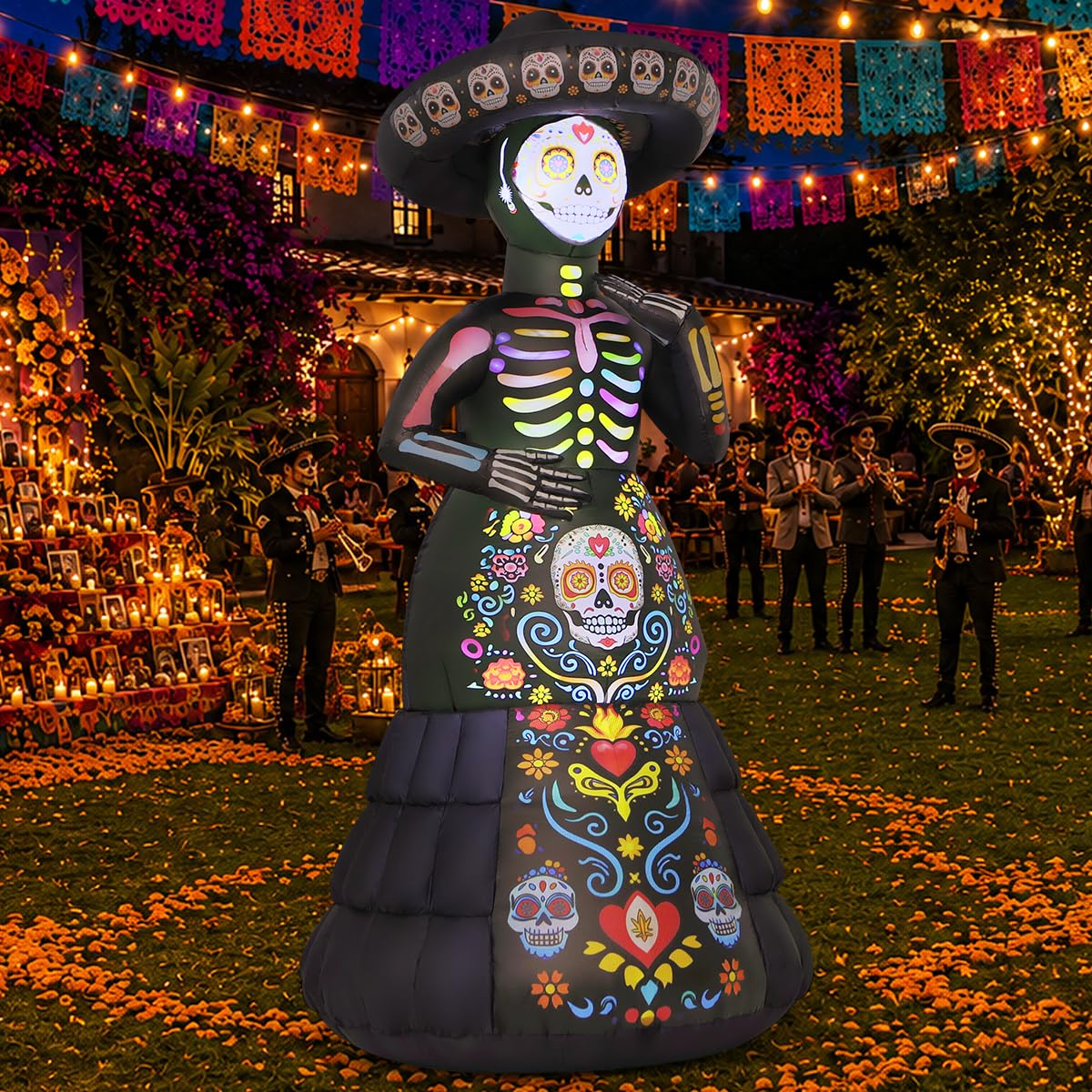 7.2FT Halloween Inflatable Ghost Bride with LED Lights L386