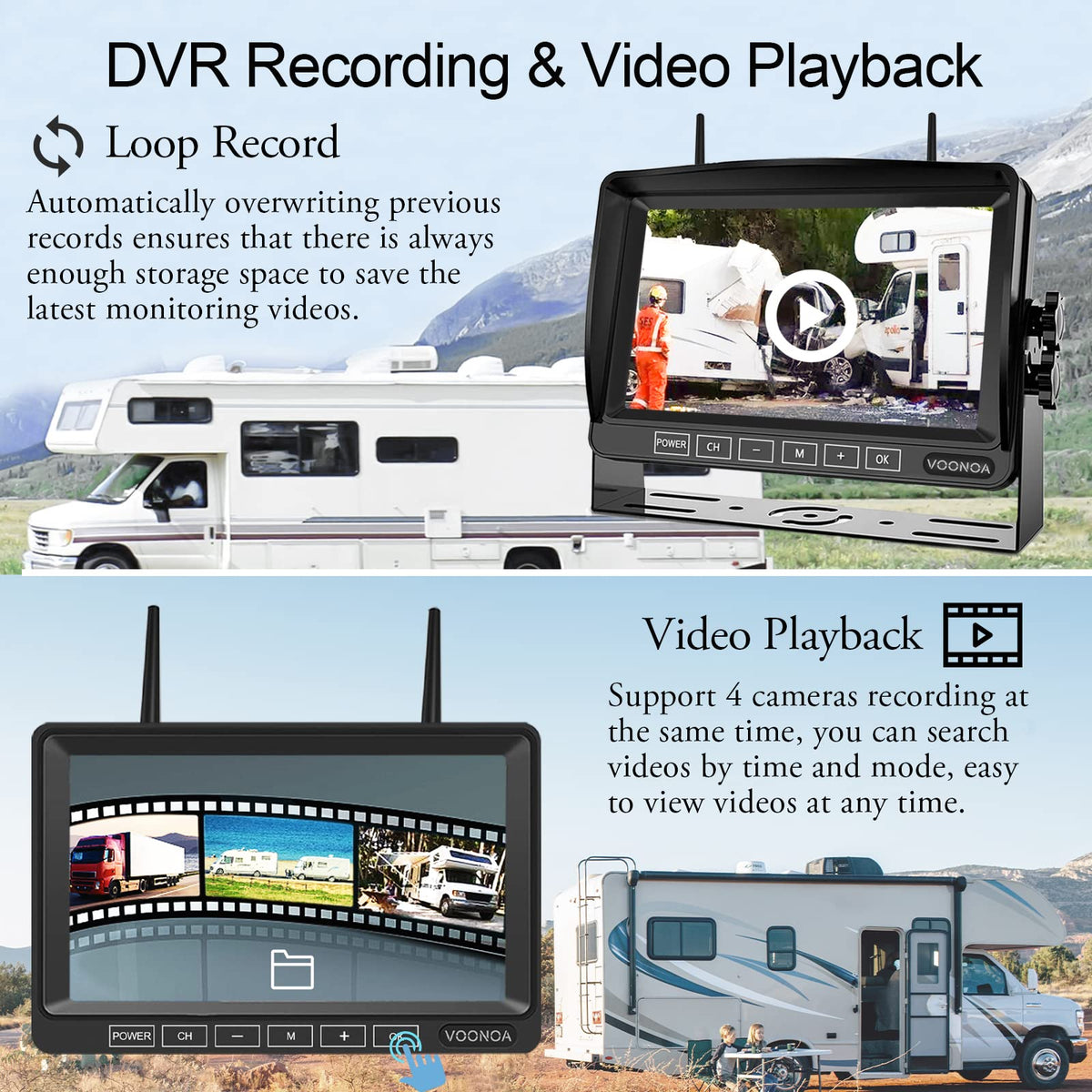 1080P Wireless RV Camera System with 7 Inch HD Monitor A741