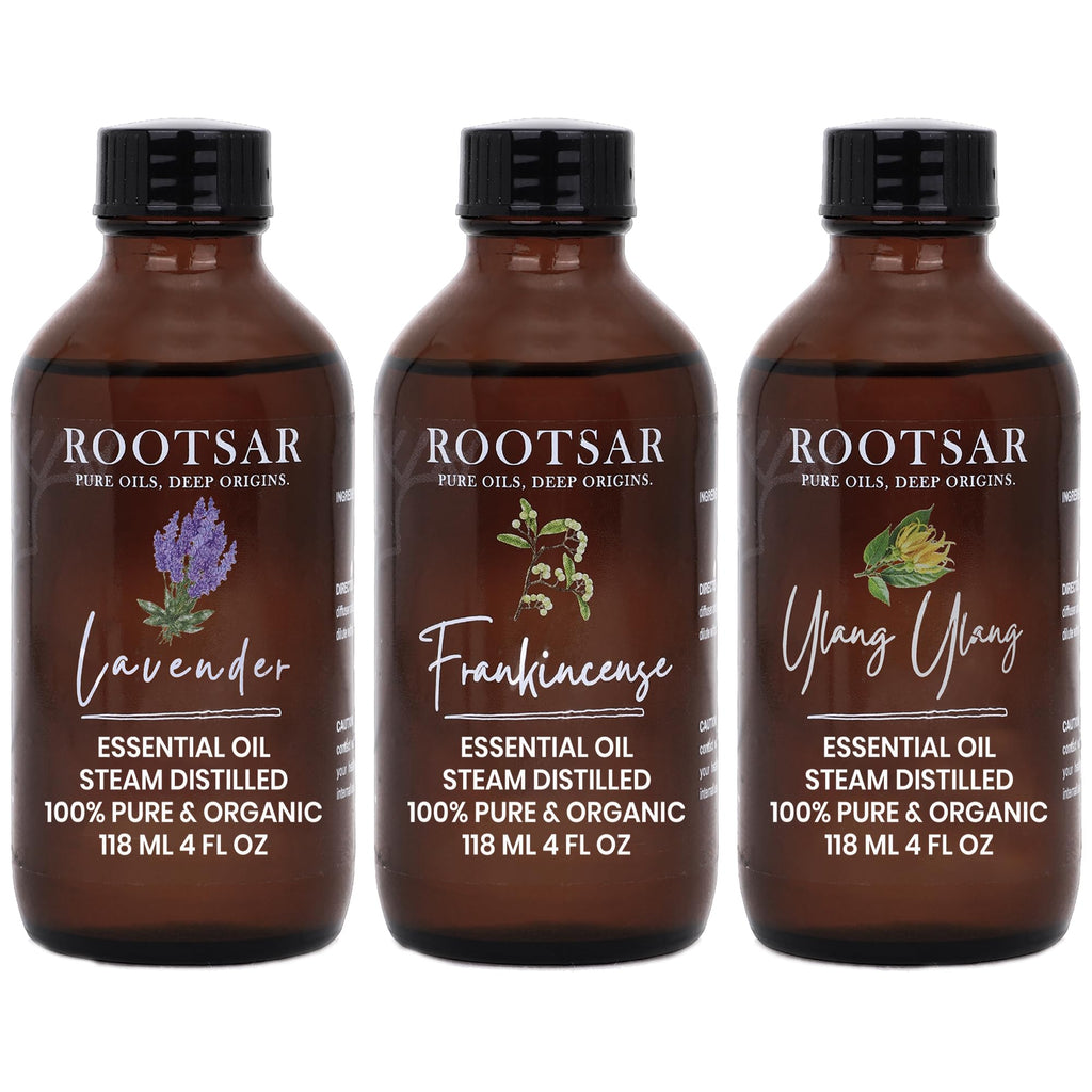 3 Pack Lavender Ylang Ylang Frankincense Essential Oils 4 Fl Oz L7716