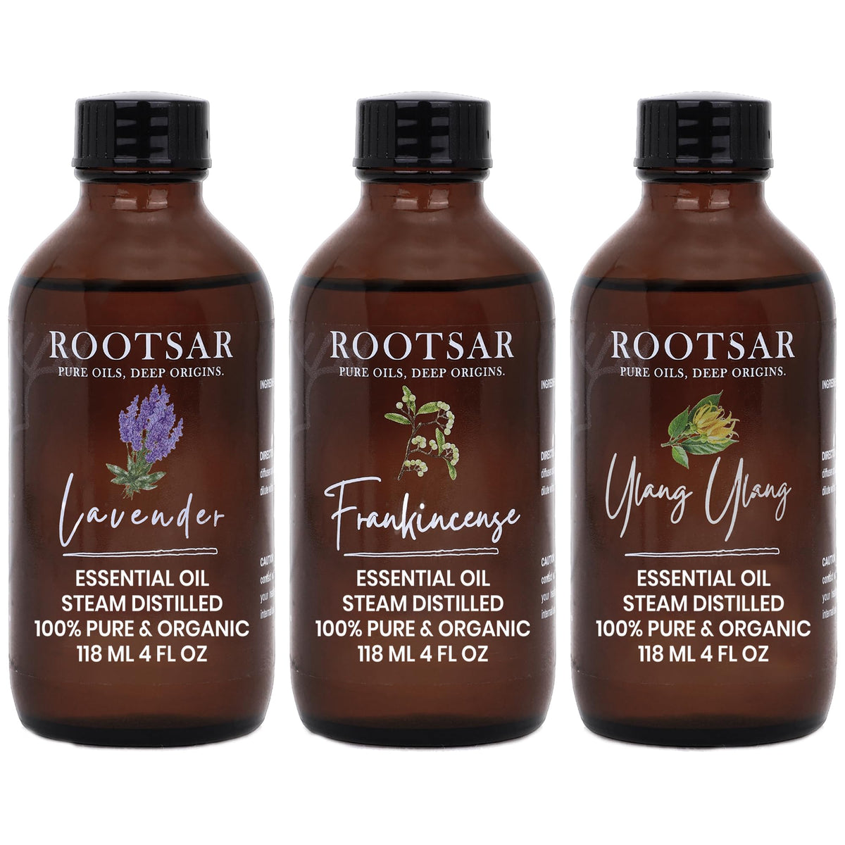 3 Pack Lavender Ylang Ylang Frankincense Essential Oils 4 Fl Oz L7716