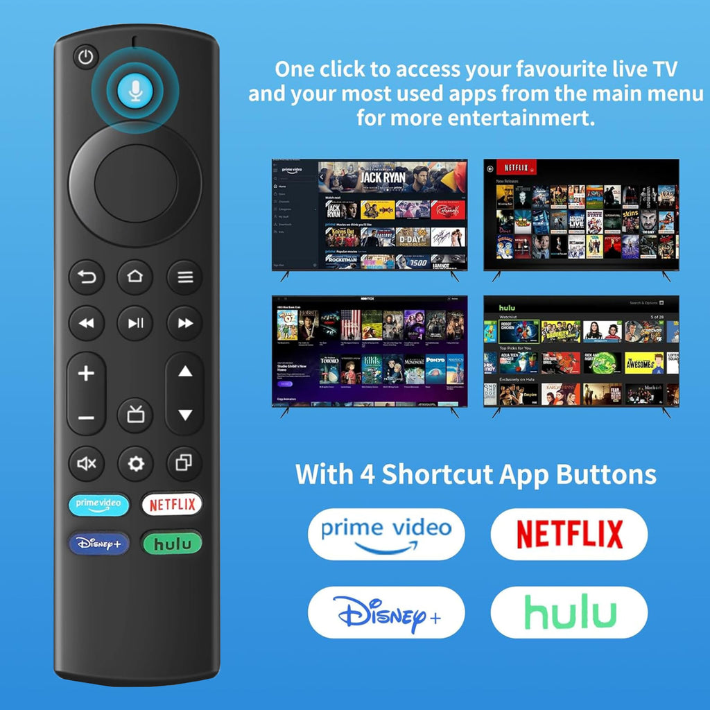 Voice Remote Control for Fire Stick and Cube Smart TVs with 4 App Shortcuts H657