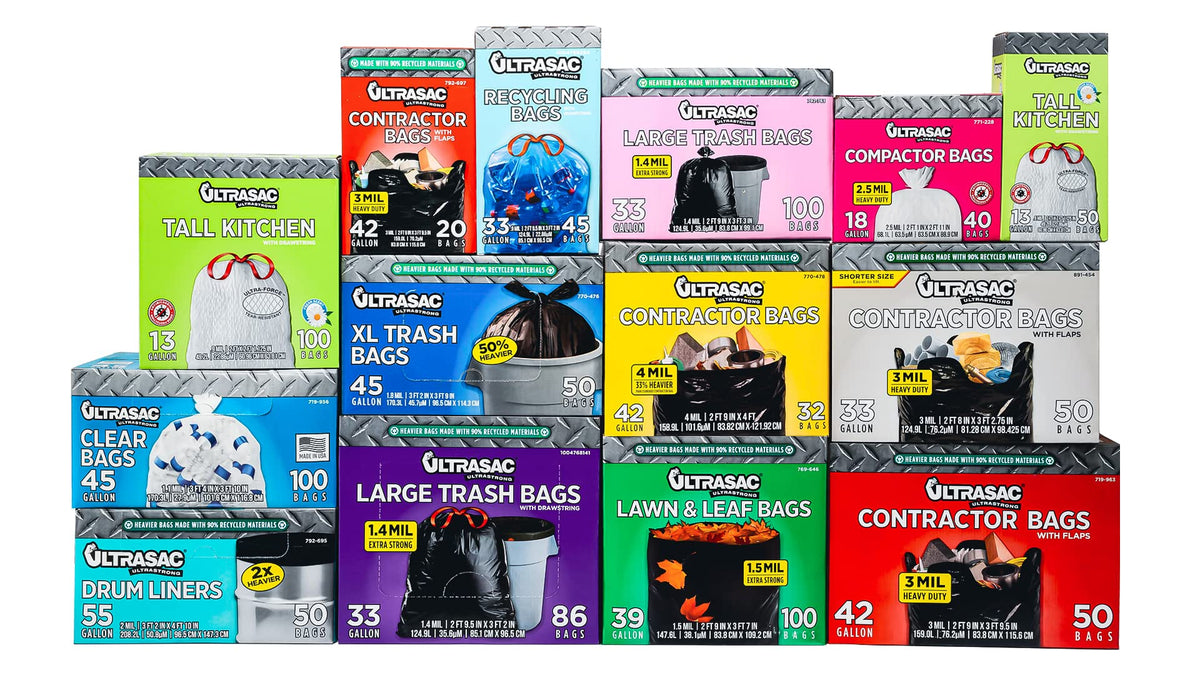 39 Gallon Black Yard Cleanup Bags 100 Count with Ties O82636
