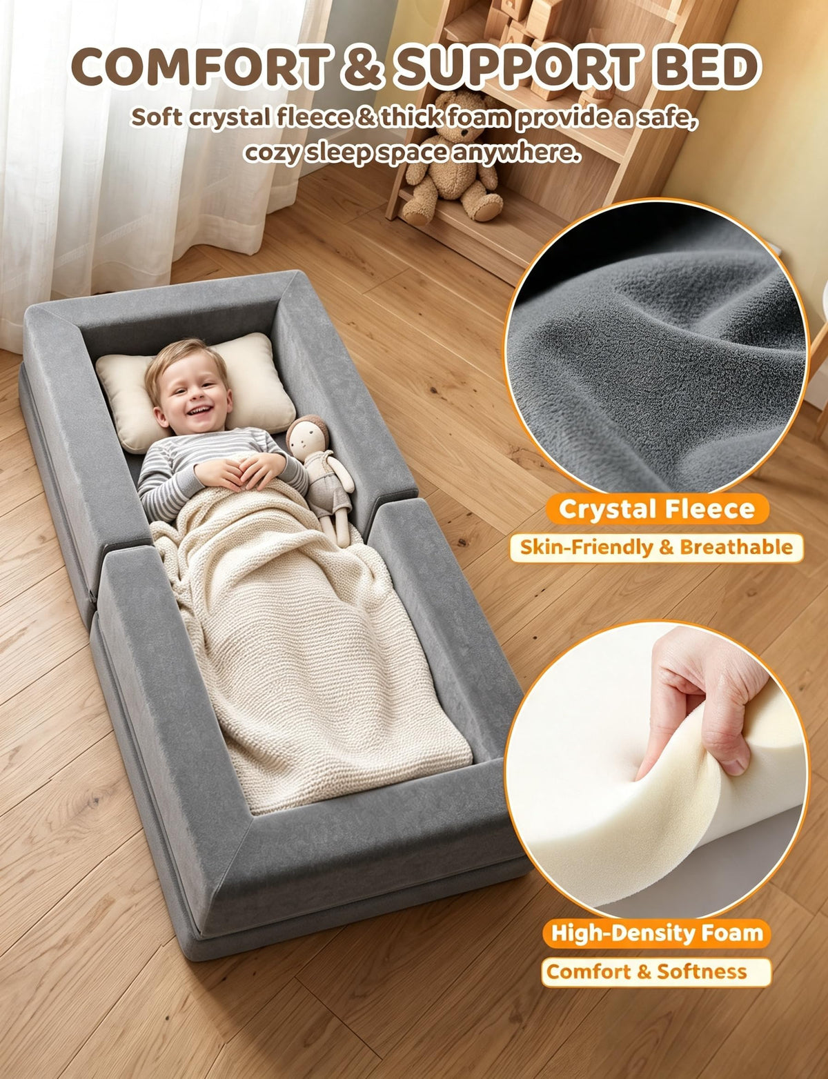 54" Portable Foldable Foam Toddler Bed L144