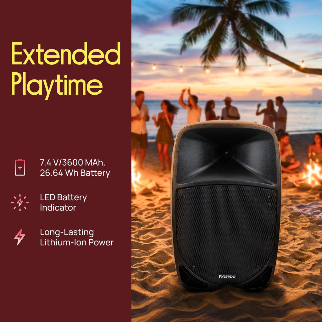 1200W Portable Bluetooth PA Speaker with Subwoofer and Wireless Microphone V946