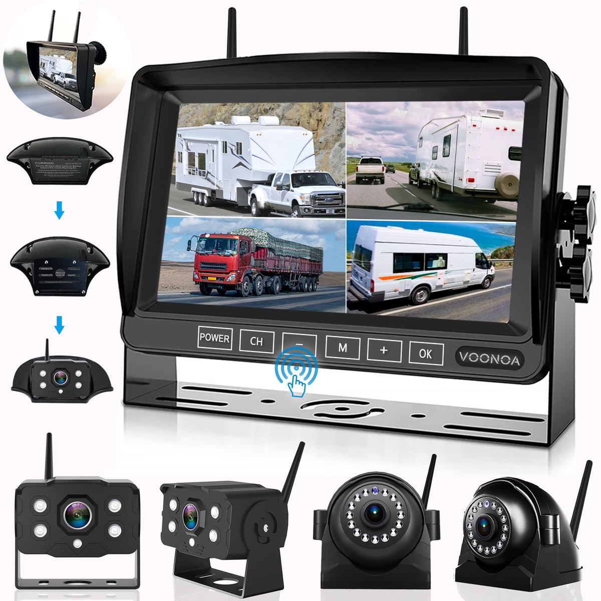 1080P Wireless RV Camera System with 7 Inch HD Monitor A741