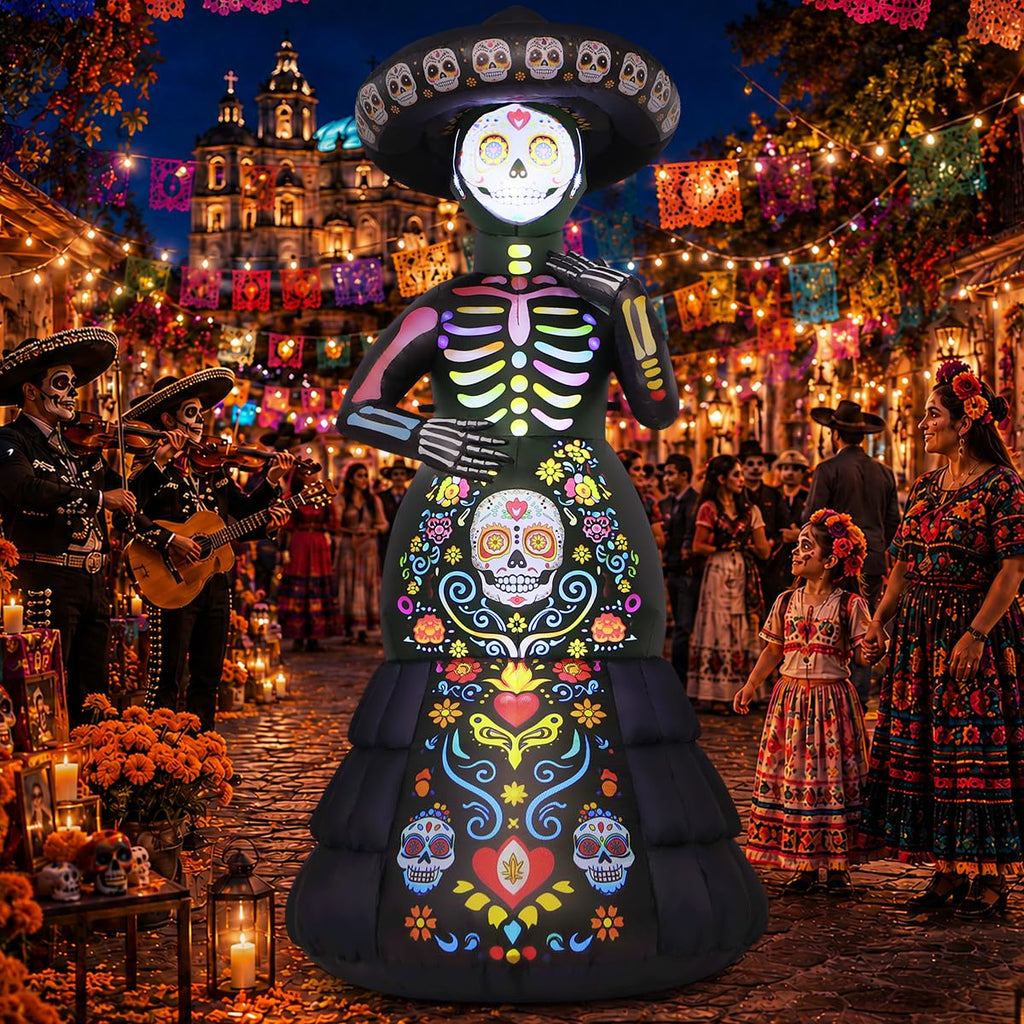 7.2FT Halloween Inflatable Ghost Bride with LED Lights L386