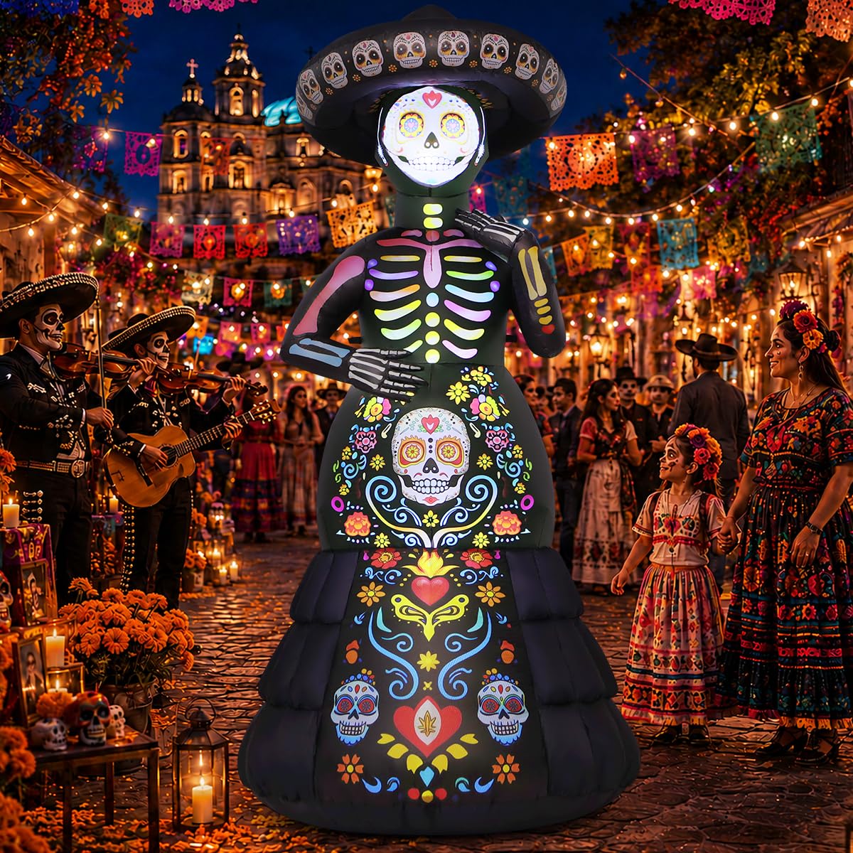 7.2FT Halloween Inflatable Ghost Bride with LED Lights L386