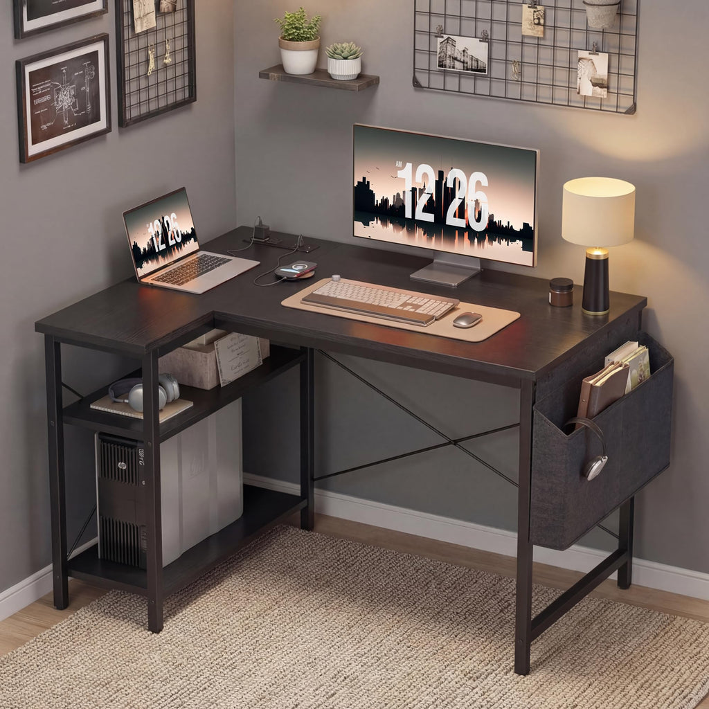 40 inch L Shaped Computer Desk with Power Outlets G5027