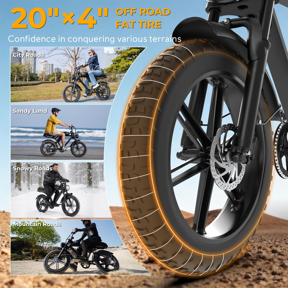 1000W Electric Bike 20" Fat Tire 7-Speed I238891