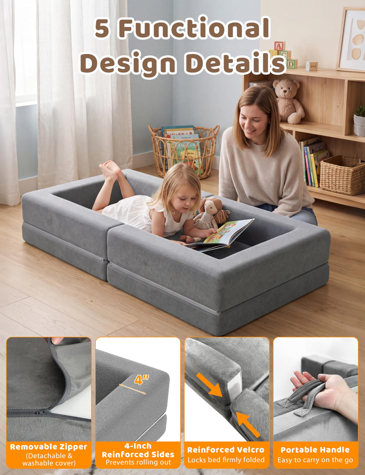54" Portable Foldable Foam Toddler Bed L144