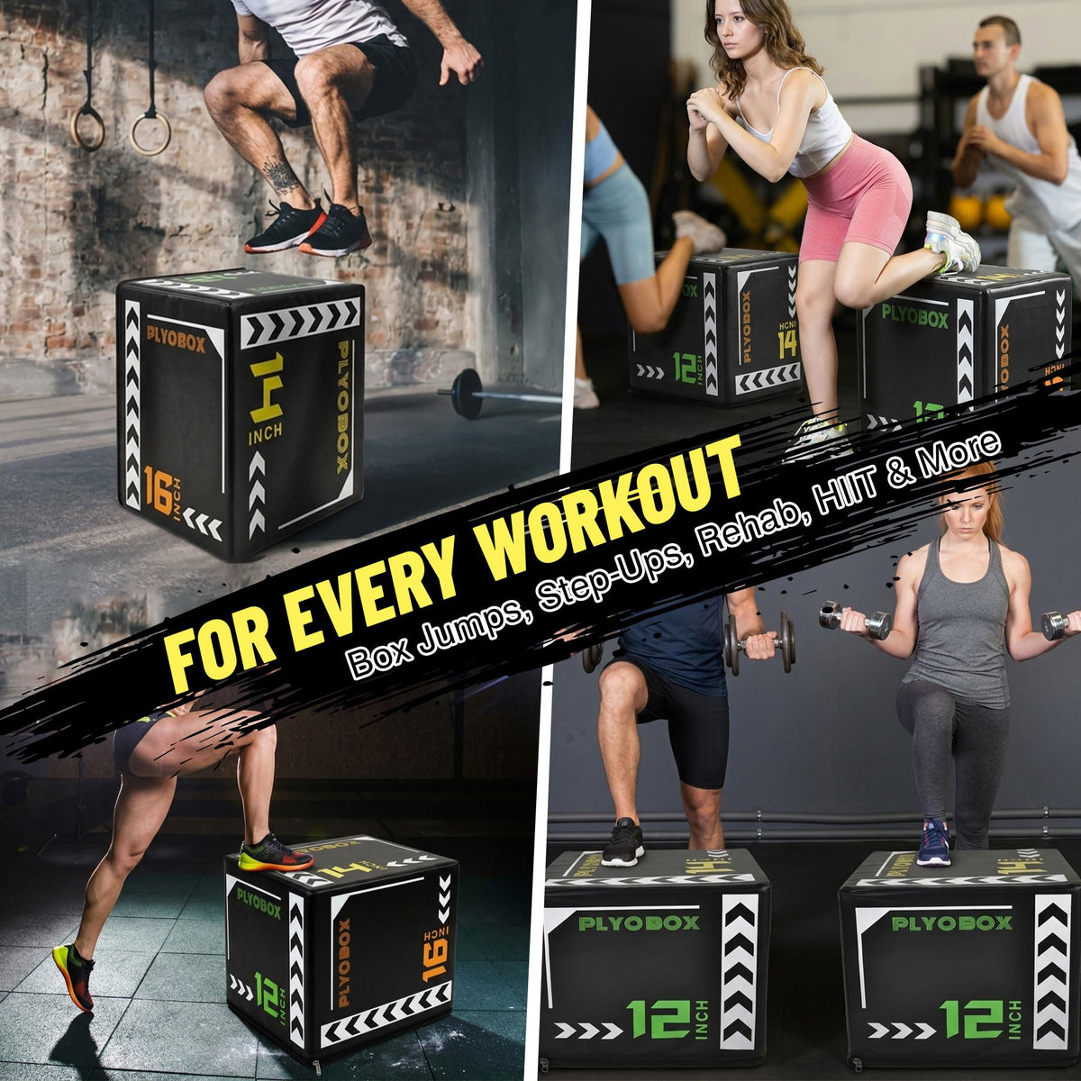 3 in 1 Foam Plyometric Jump Box, 12 14 16 Inch Soft Plyo Box W598