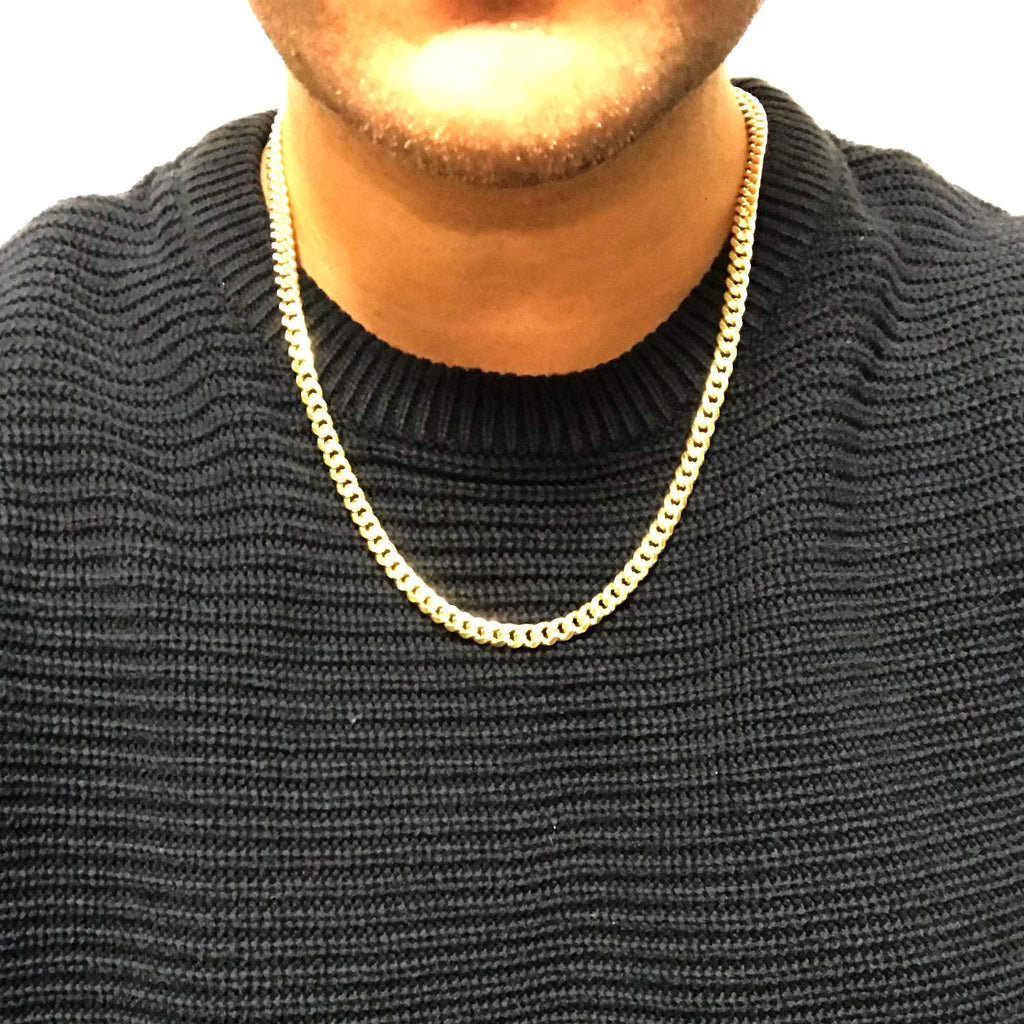 14k Yellow Gold Cuban Link Chain Necklace U7414