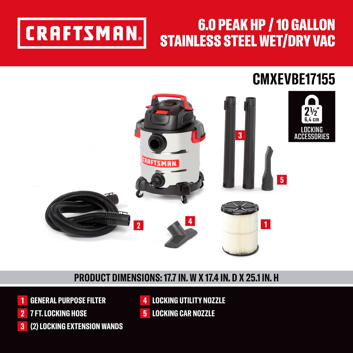 10 Gallon Stainless Steel Wet Dry Vac C330305