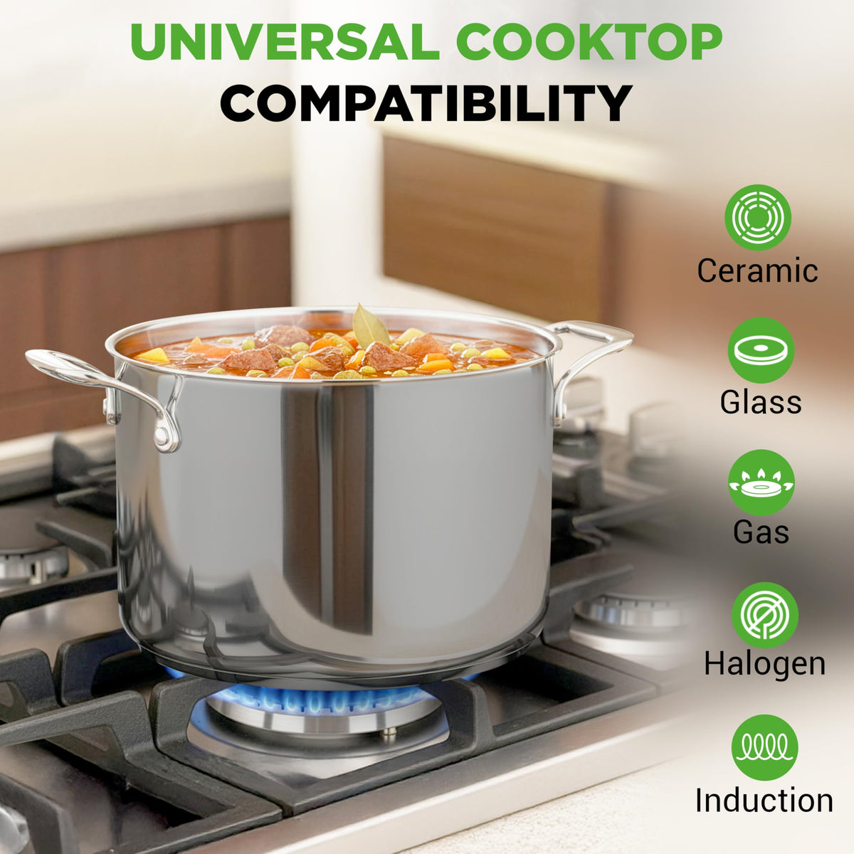 8-Quart Stainless Steel Stock Pot with See-Through Lid T1688