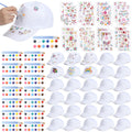 30 Pcs White Blank Adjustable Baseball Caps with Acrylic Paint Brushes R651758
