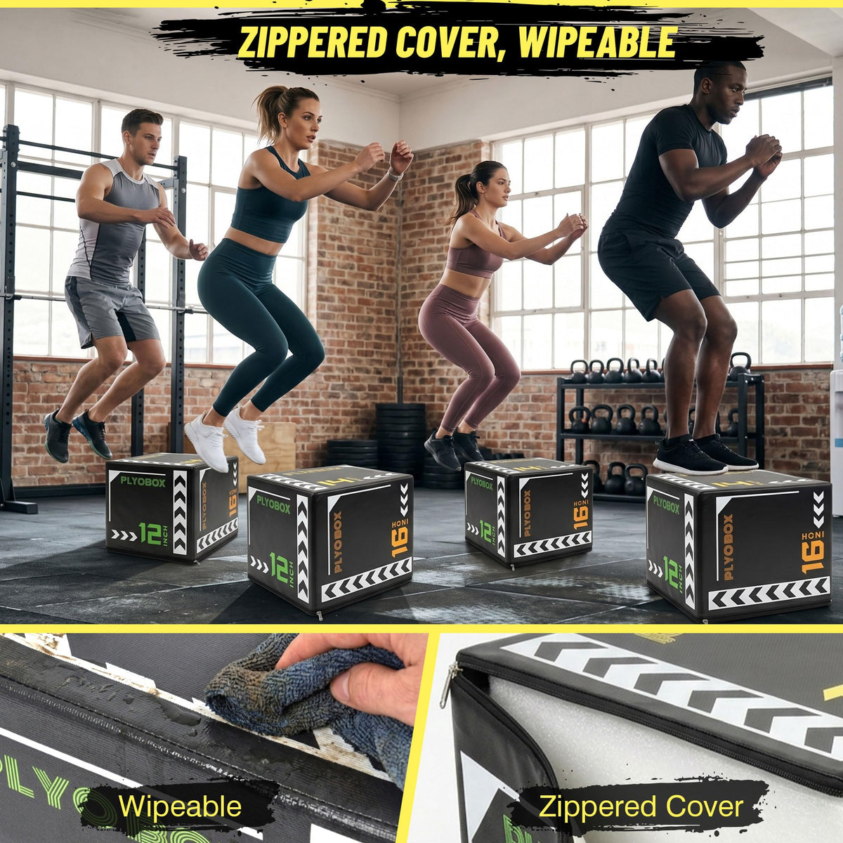 3 in 1 Foam Plyometric Jump Box, 12 14 16 Inch Soft Plyo Box W598