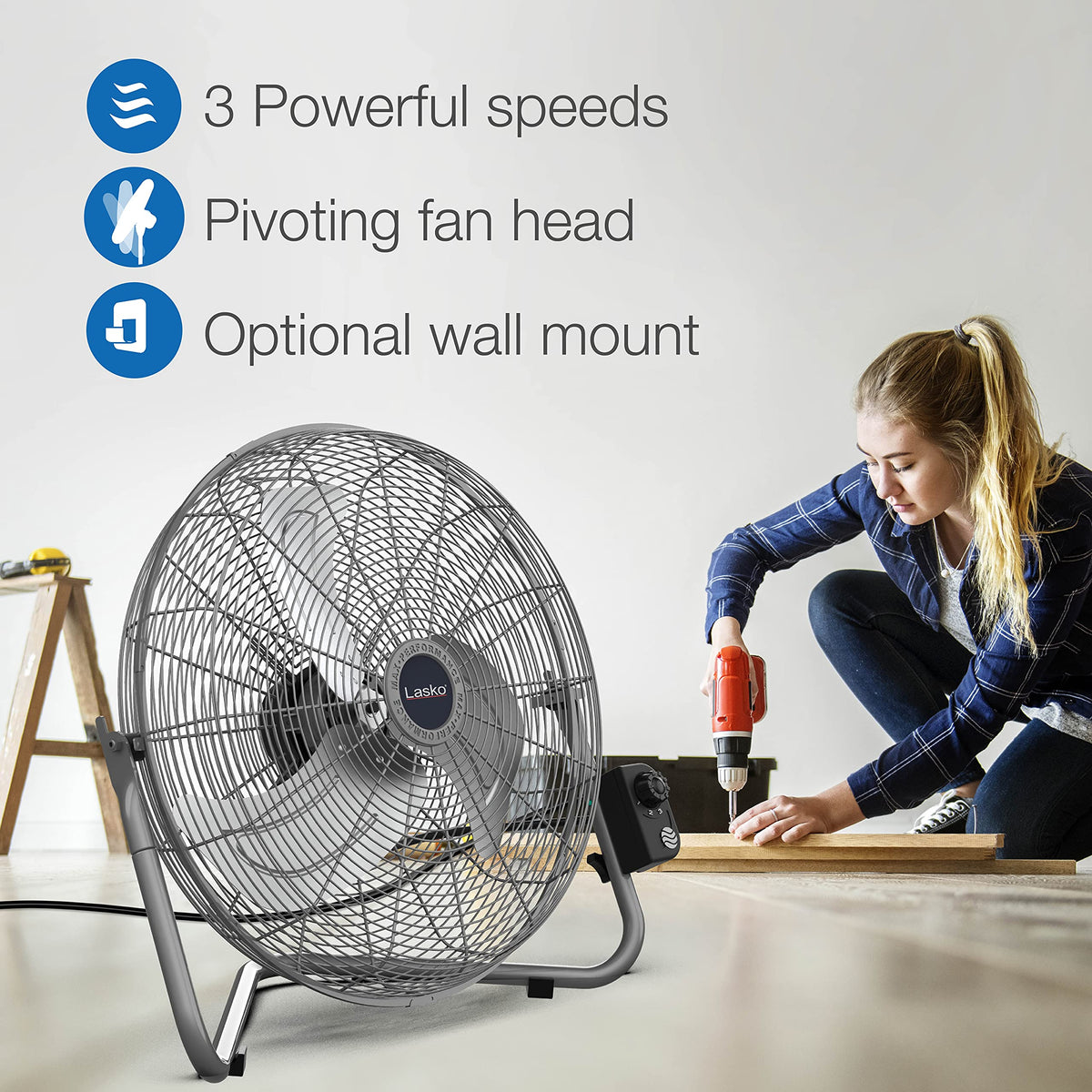 20" Silver High Velocity Wall Mount Fan C699