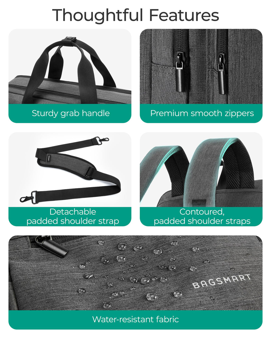 3 In 1 Laptop Bag 17.3 Inch Water-Repellent Black M100763